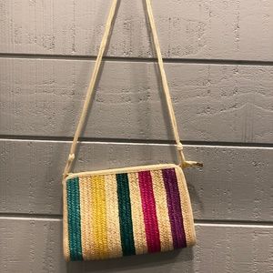 Vintage Rainbow Straw Purse Shoulder Bag
